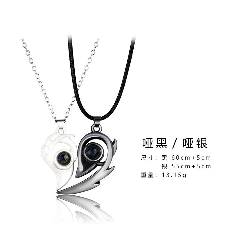 Wholesale 2pcs Sun and Moon Magnetic Projection Necklace Alloy Chain Clavicle Chain Choker Necklace ACC-NE-JiuS014