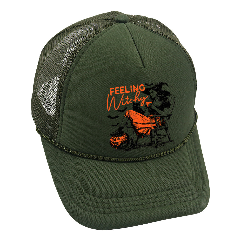 Wholesale Trucker Hat Halloween Pumpkin Witch Baseball Cap Printed Mesh Cap ACC-HT-HaiPu014