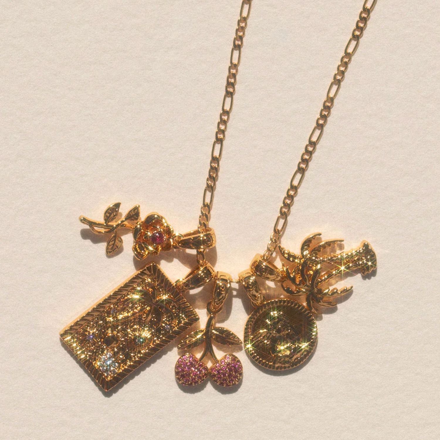 Wholesale  flower cherry clavicle chain coconut tree gold-plated pendant necklaces