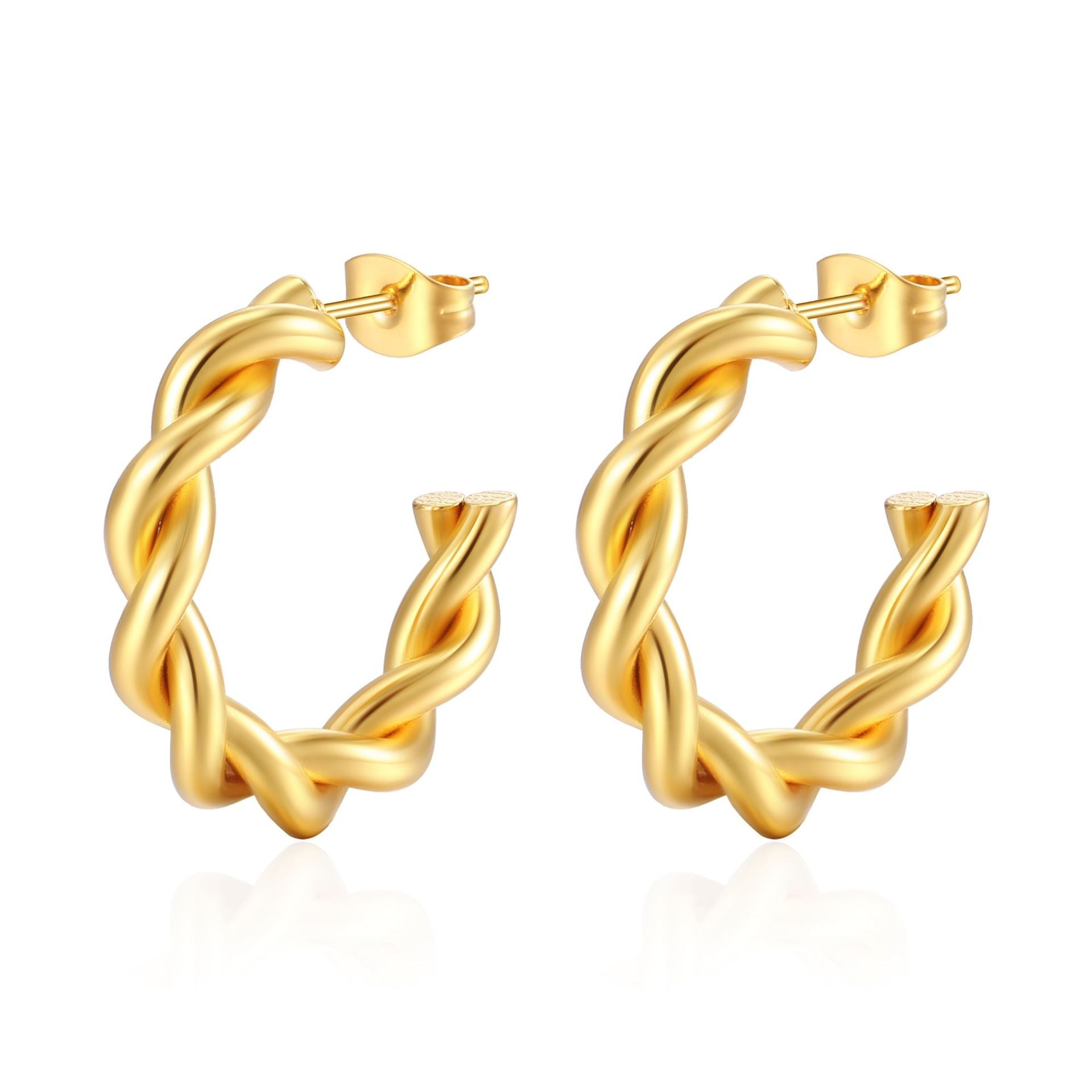 Wholesale Twisted Stainless Steel Light Luxury C-shaped Earrings ACC-ES-MuShan033