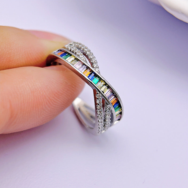 Wholesale Seven Colors Rainbow Zircon Rings ACC-RS-YXY022