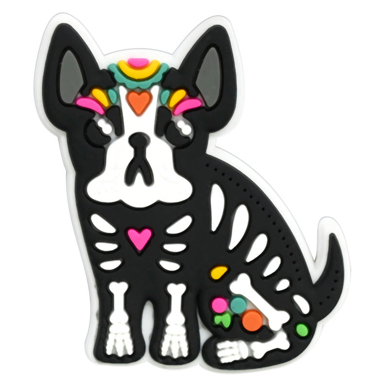 Wholesale Random 100pcs Day of The Dead PVC Soft Rubber Shoe Buckle Decoration ACC-SC-RYY075