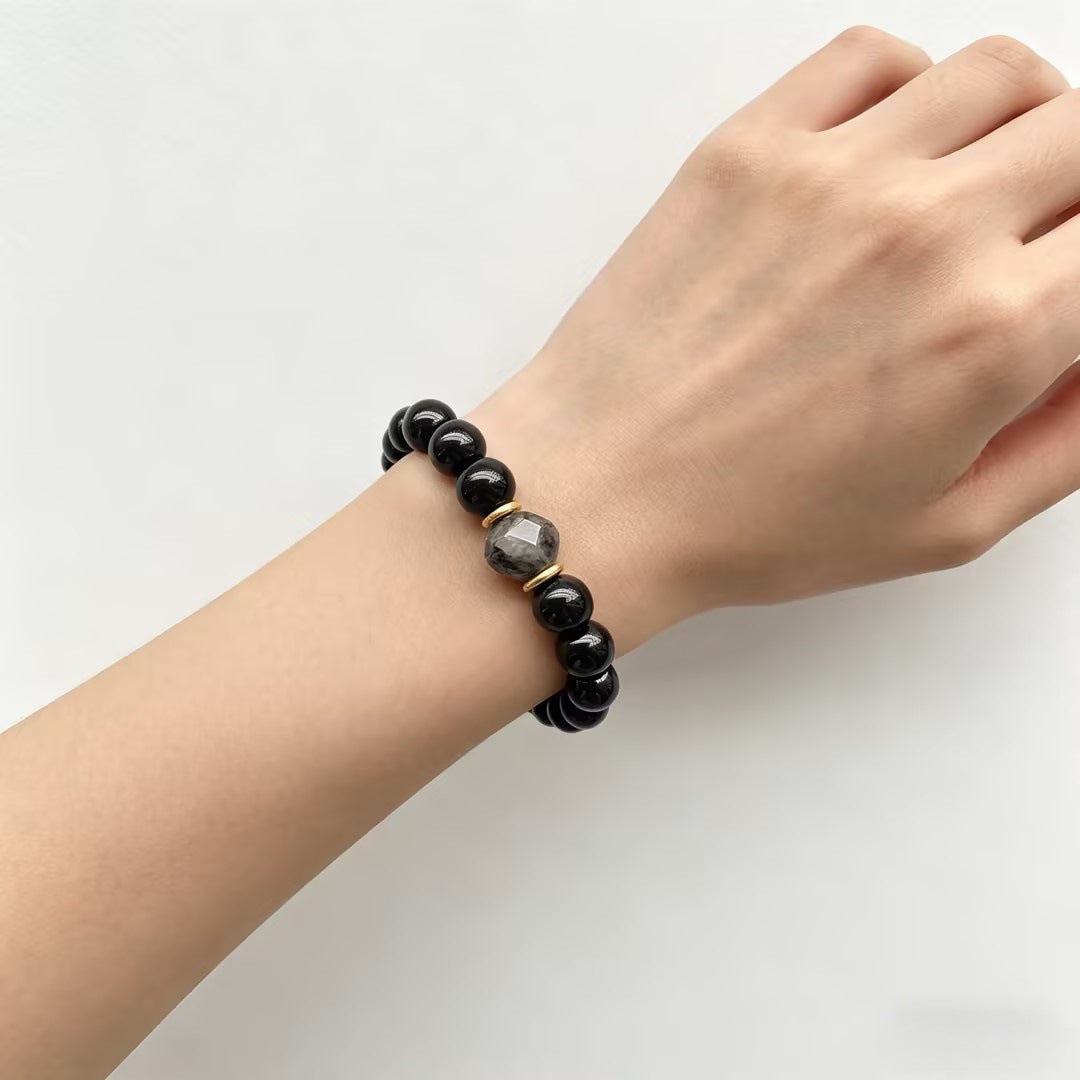 Wholesale Stylish Beaded Black Obsidian Bracelet Unisex Jewelry Accessory Travel Souvenir Gift