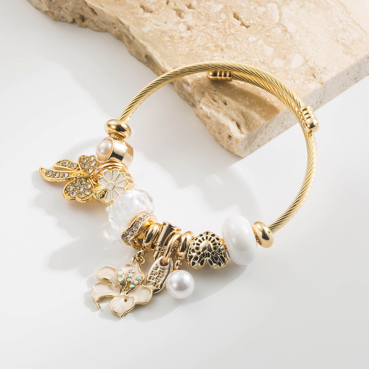 Wholesale Flower Butterfly Bow Alloy DIY Charm Bracelet Jewelry Accessory For Gift Boutique Resale