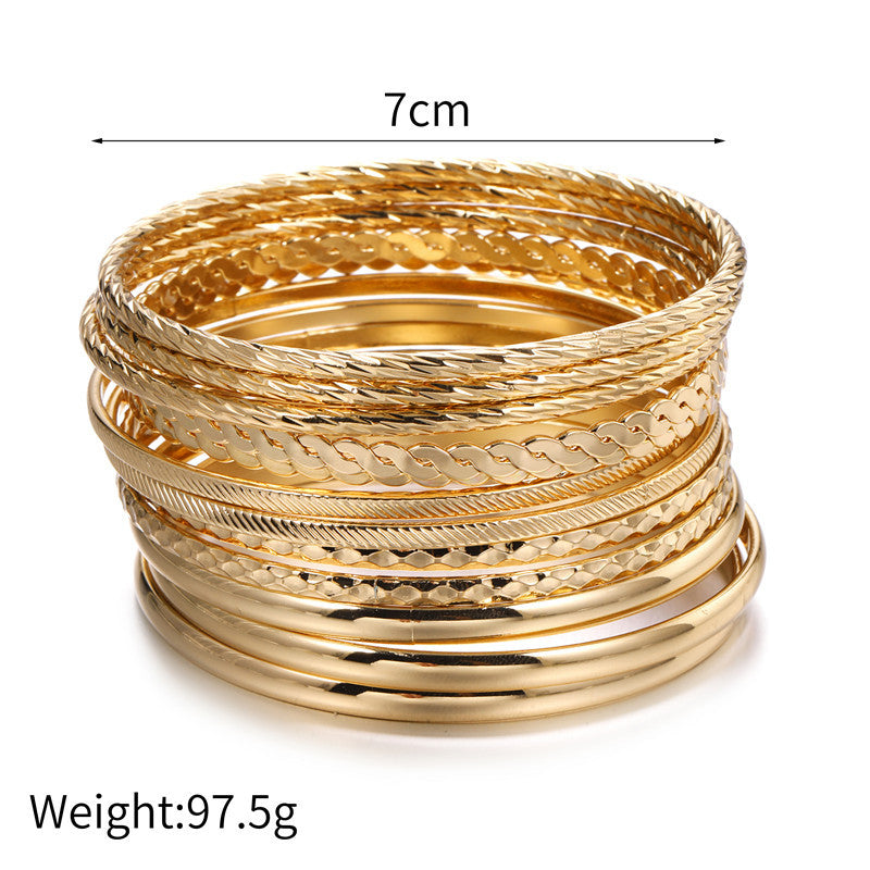 Wholesale Set of 12 Bracelets Set Cross-Border Jewelry Bohemian Style Multi-Layer Alloy Bracelets