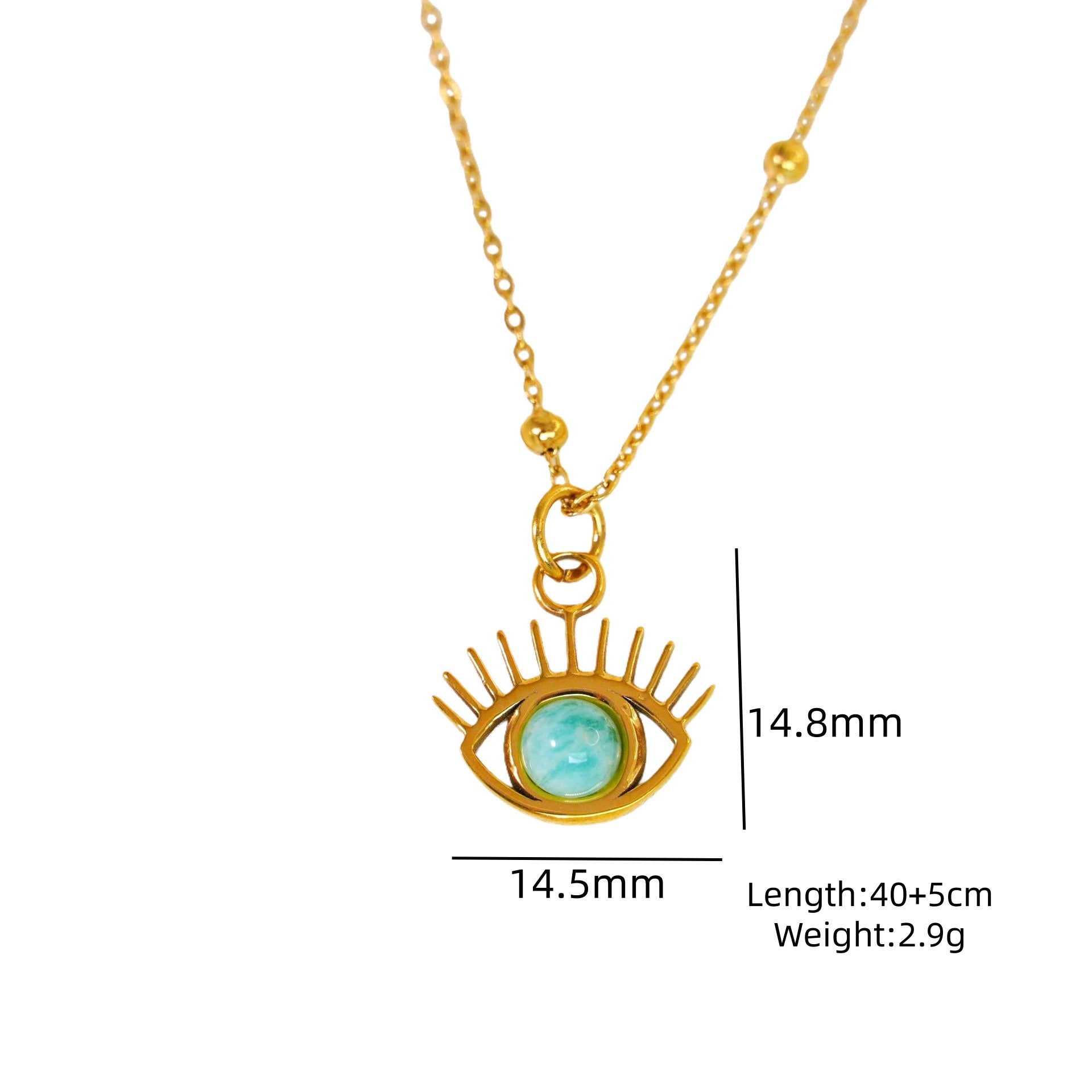 Wholesale Light Luxury Blue Tianhe Stone 14K Gold Plated Titanium Steel Necklace,  Fashion Jewelry Accessory Gift