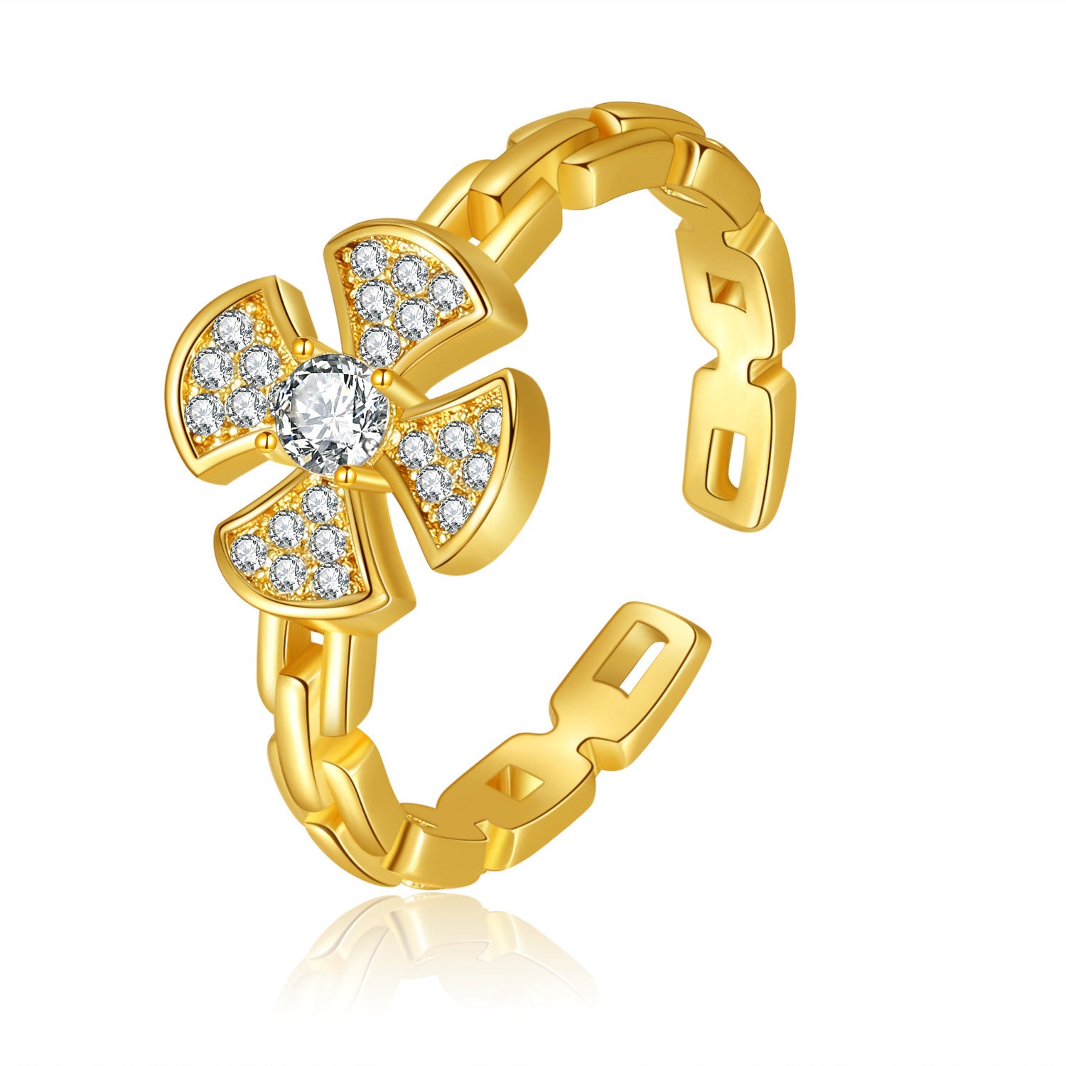 Wholesale All-match Four-leaf Clover Chain Ring