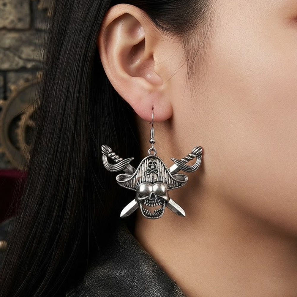 Wholesale Gothic Punk Skull Pumpkin Earrings Alloy Antique Gold Fashion Accessory