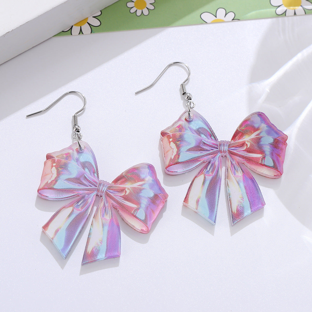 Wholesale Y2K Colorful Bowknot Acrylic Pendant Earrings