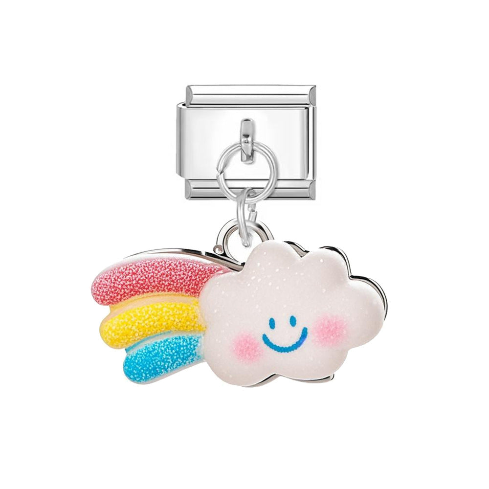 Wholesale Italian Charm Bracelet 9mm DIY Cartoon Butterfly Cloud Pendant Series Creative Stainless Steel Composable Bracelet