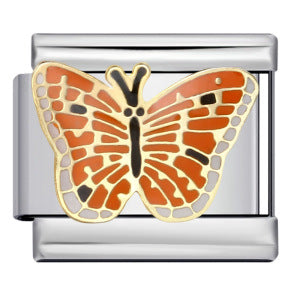 Wholesale  Italian Module  Butterfly Series DIY Charms Titanium Steel Welded Oil Drop Watch Strap Charms