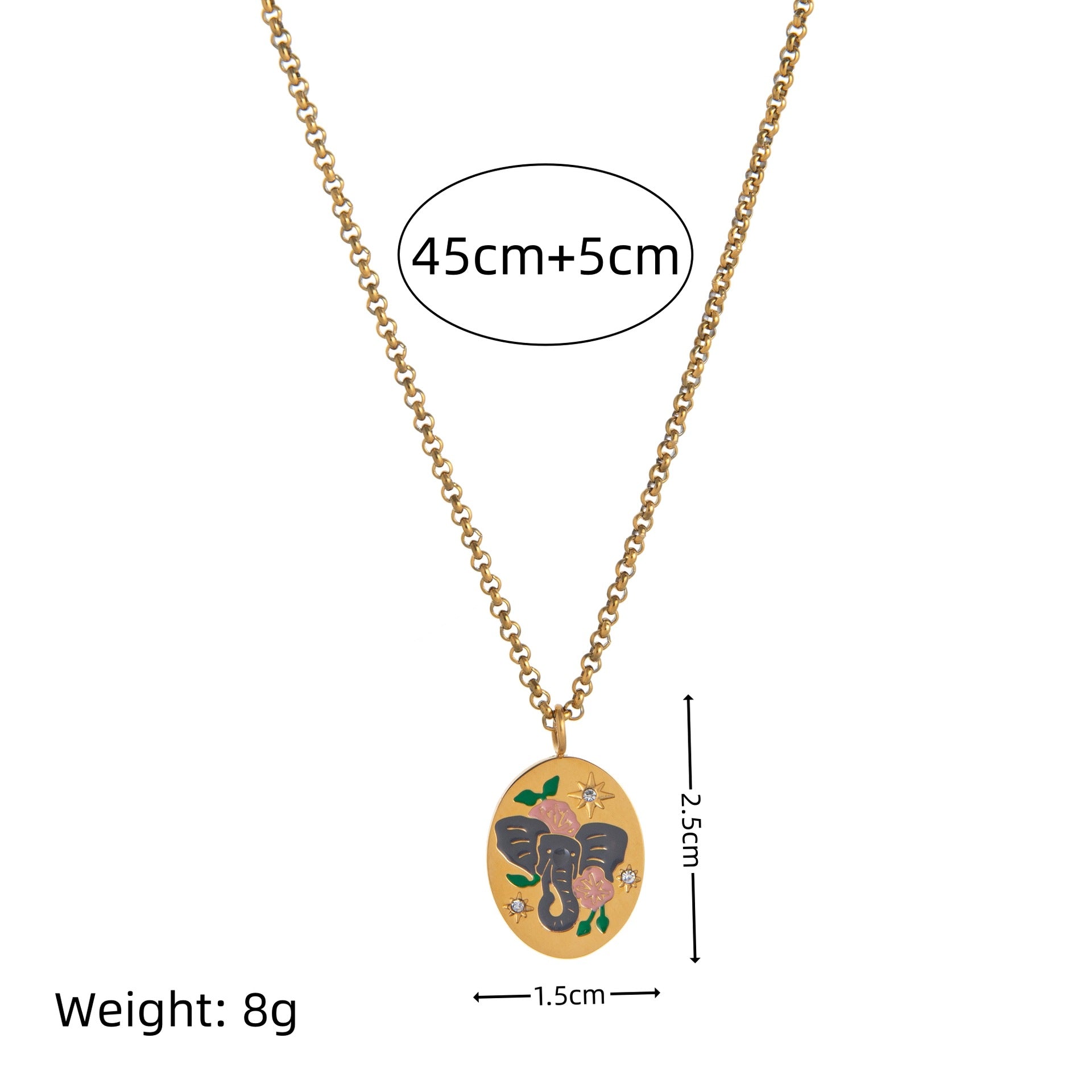 Wholesale Stainless Steel Hand-Painted Floral Heart  long Necklace