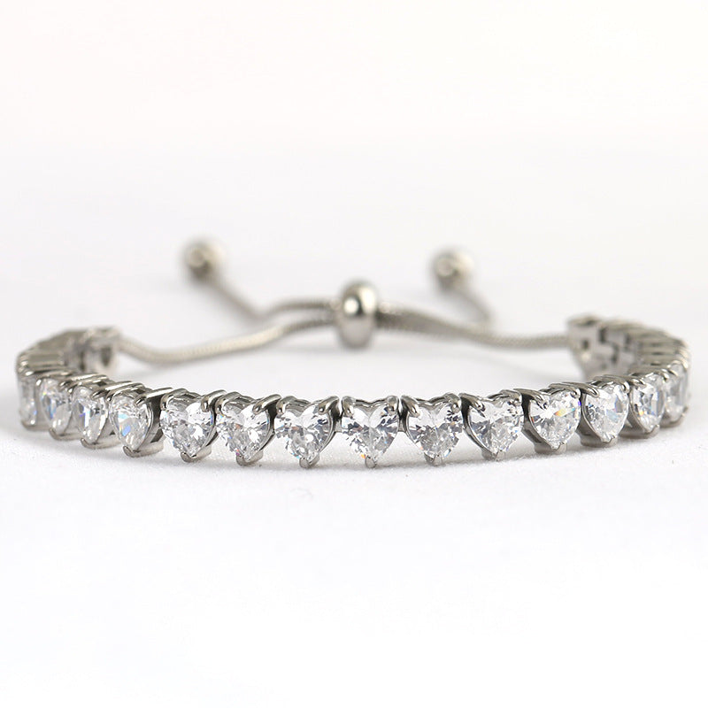 Wholesale  Titanium Steel Inlaid Zircon Stretch Bead Bracelet