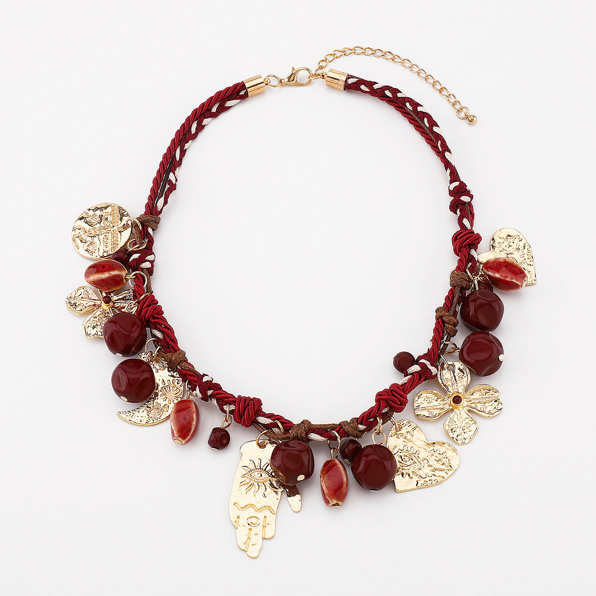 Wholesale Bohemian Ethnic Handmade Red Rope Necklace