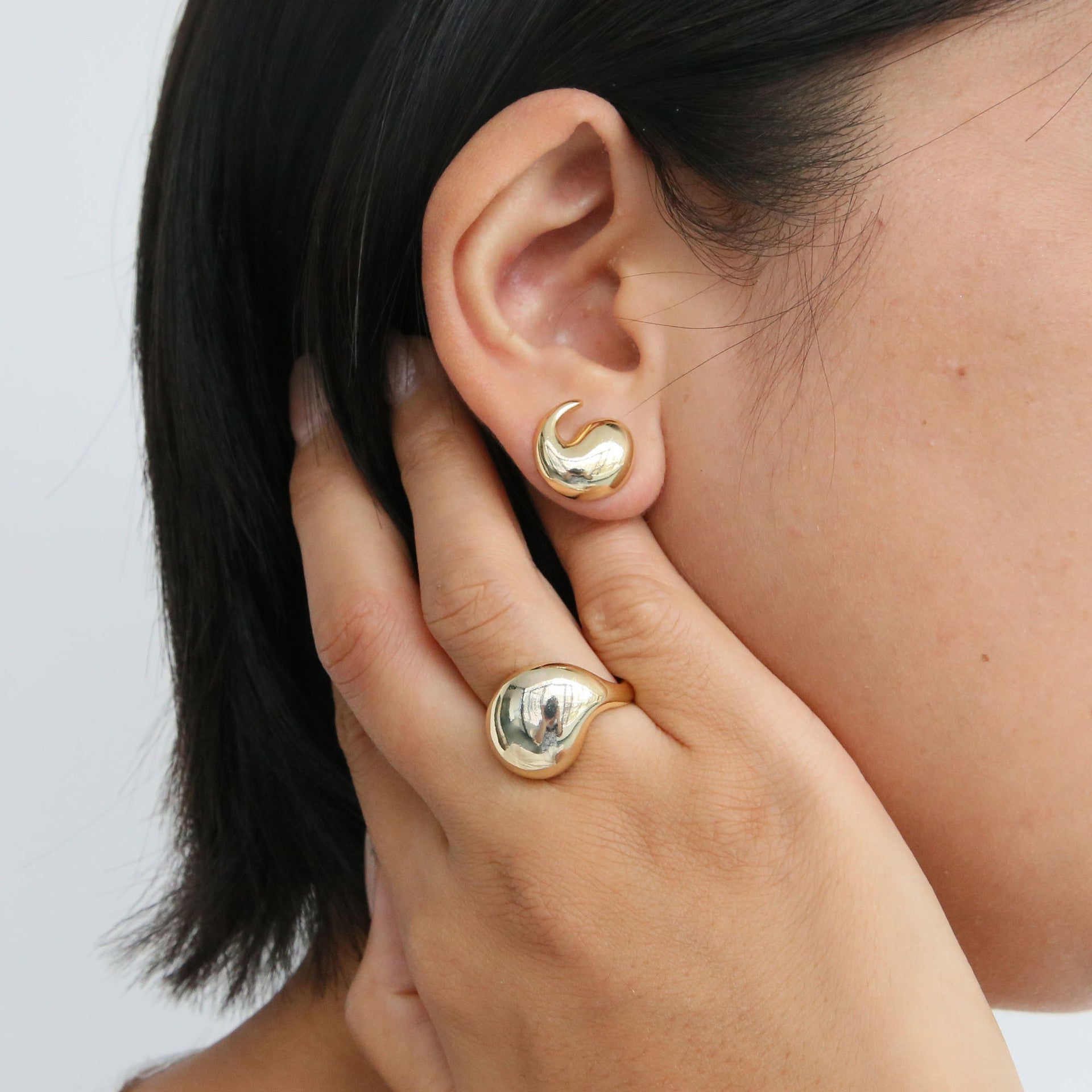 Wholesale  18K Gold Brass Geometric Glaze Comma Ring