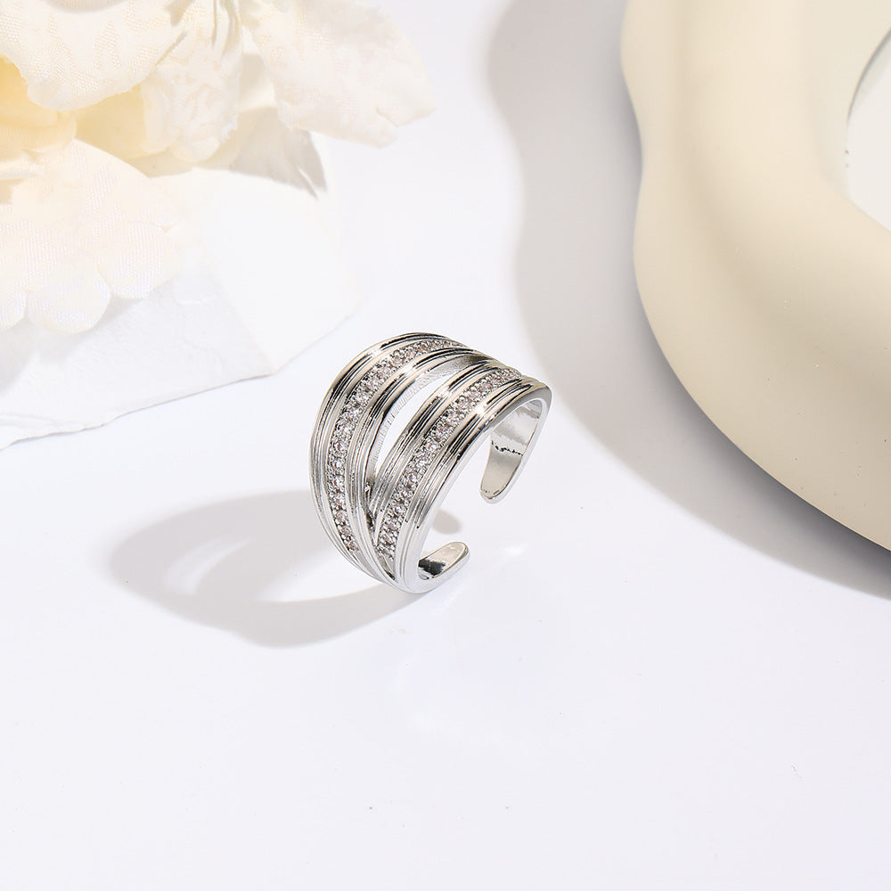 Wholesale Copper plated 18k gold double layer open ring