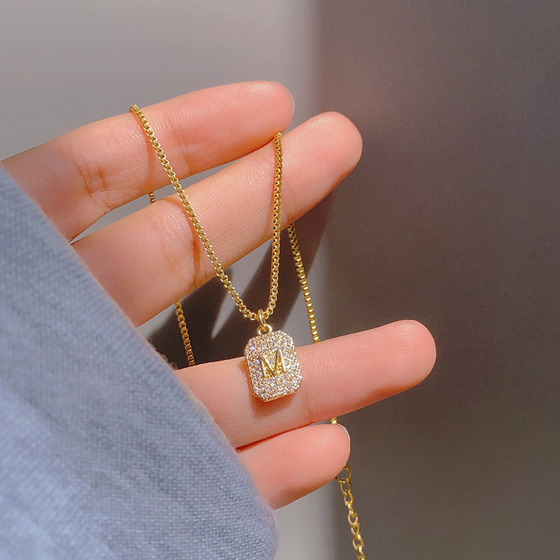Wholesale Titanium Steel Collarbone Necklace with Zircon and Pearl Pendant