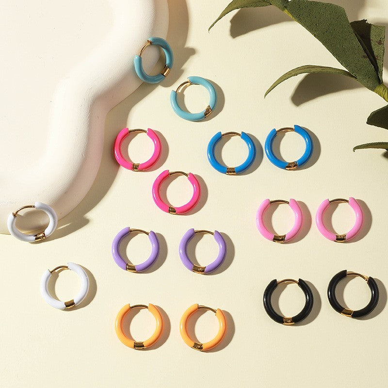 Wholesale Bohemian Beach Style Stainless Steel Earrings Oil Drop Earrings 18k Earrings ACC-ES-Ruix002