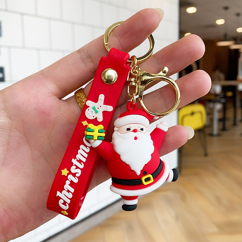 Wholesale Christmas Cartoon PVC Soft Santa Claus Christmas Tree Keychain Cute Keychain ACC-KC-ErLu017