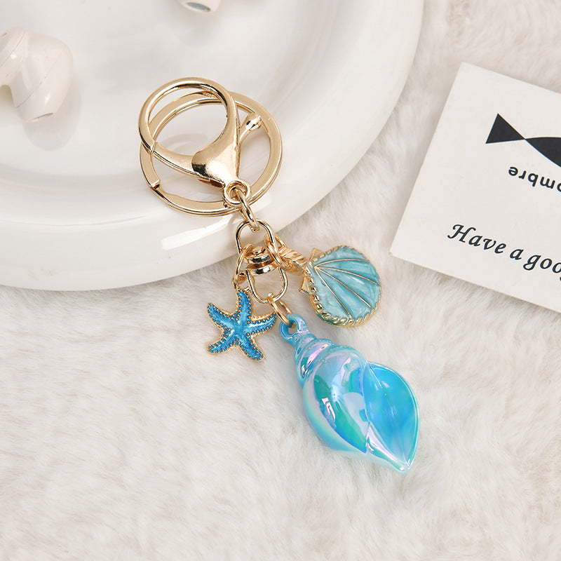 Wholesale Ins Style Starfish Conch Acrylic Oil Dripping Keychain Bag Charm Decorative Accessory Gift