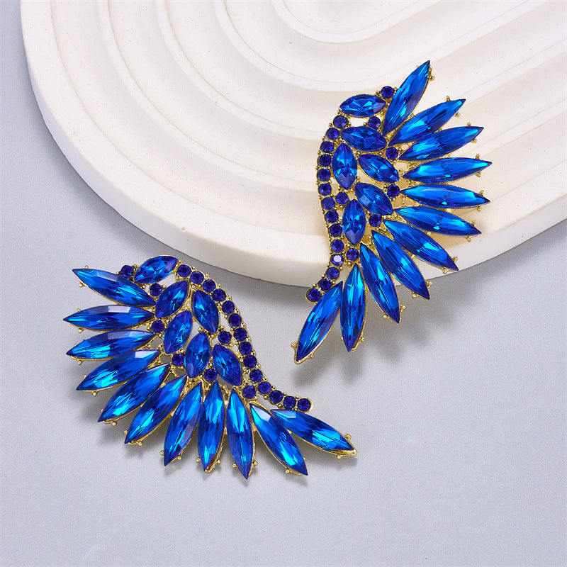 Wholesale Exaggerated Angel Wings Earrings Shiny Alloy Jewelry Accessory for Women