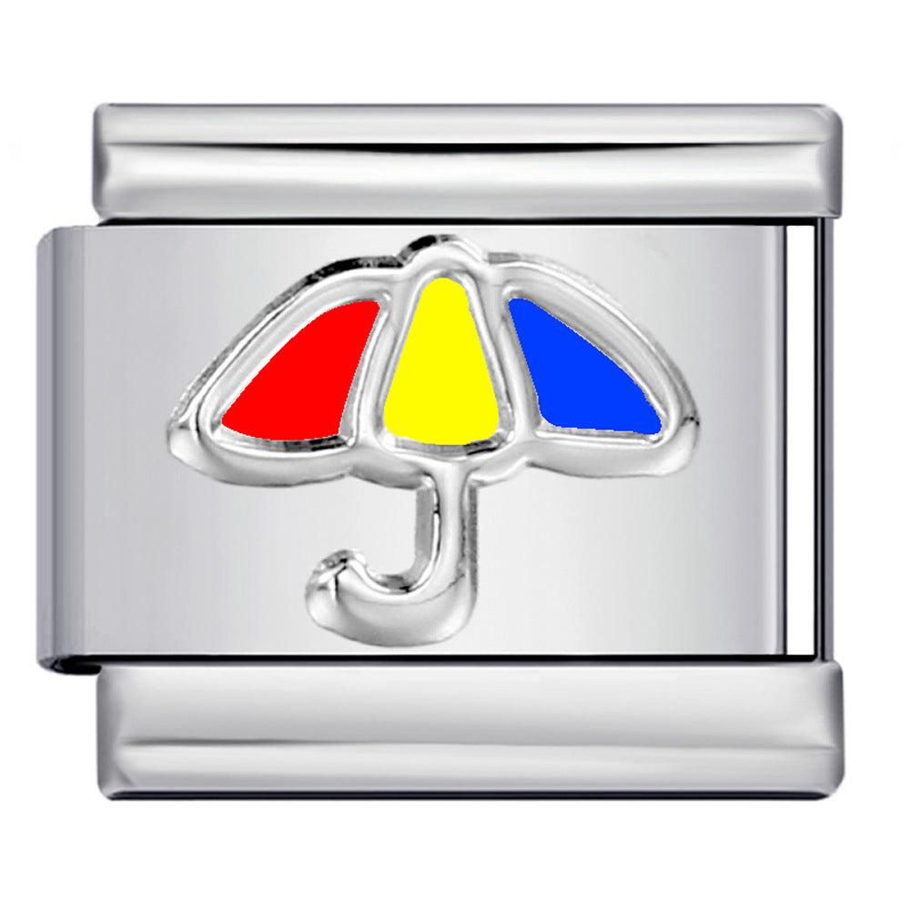 Wholesale  Italian Charm Bracelet 9mm DIY  colorful dripping umbrella  Creative Stainless Steel Composable Bracelet