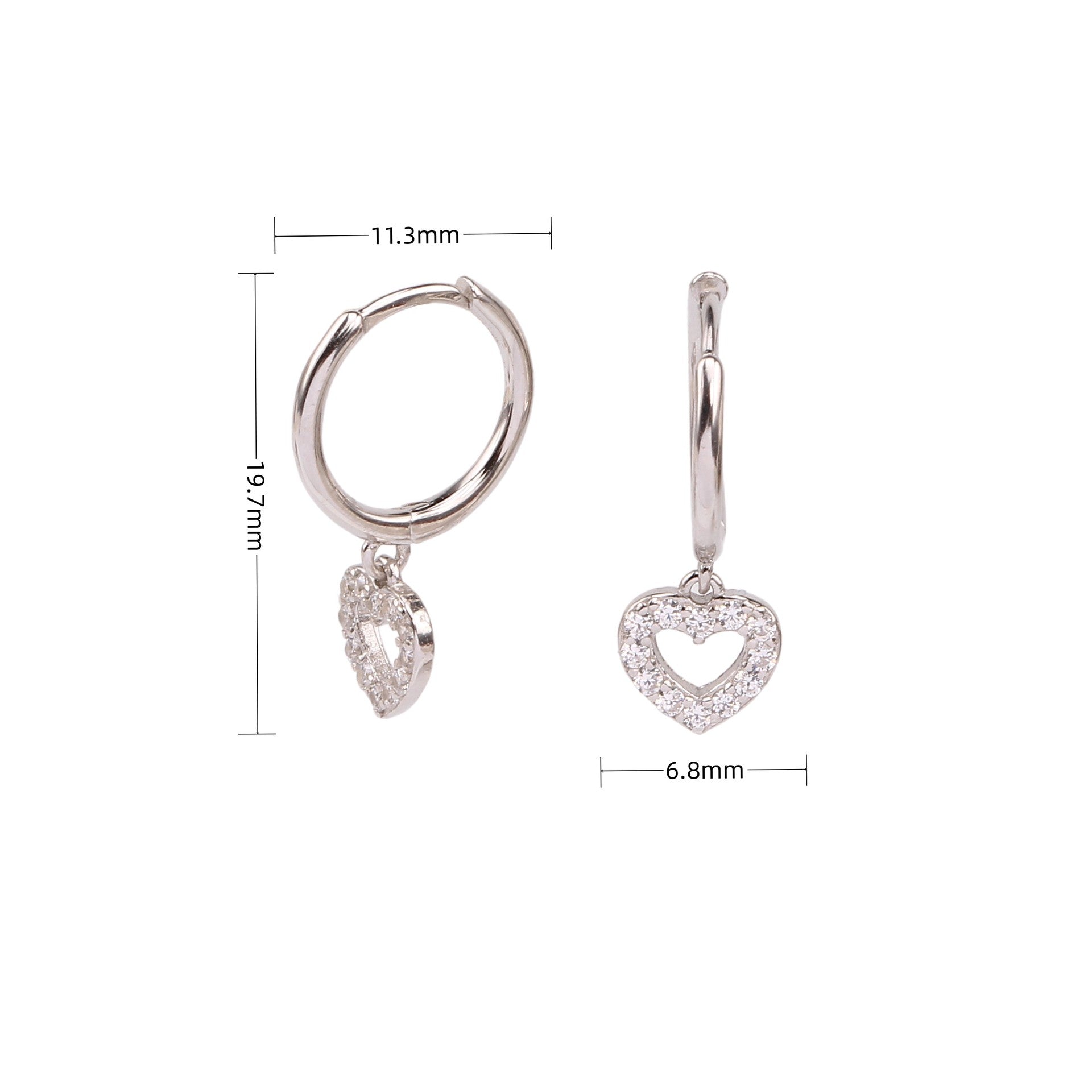 Wholesale s925 sterling silver micro inlay love earrings