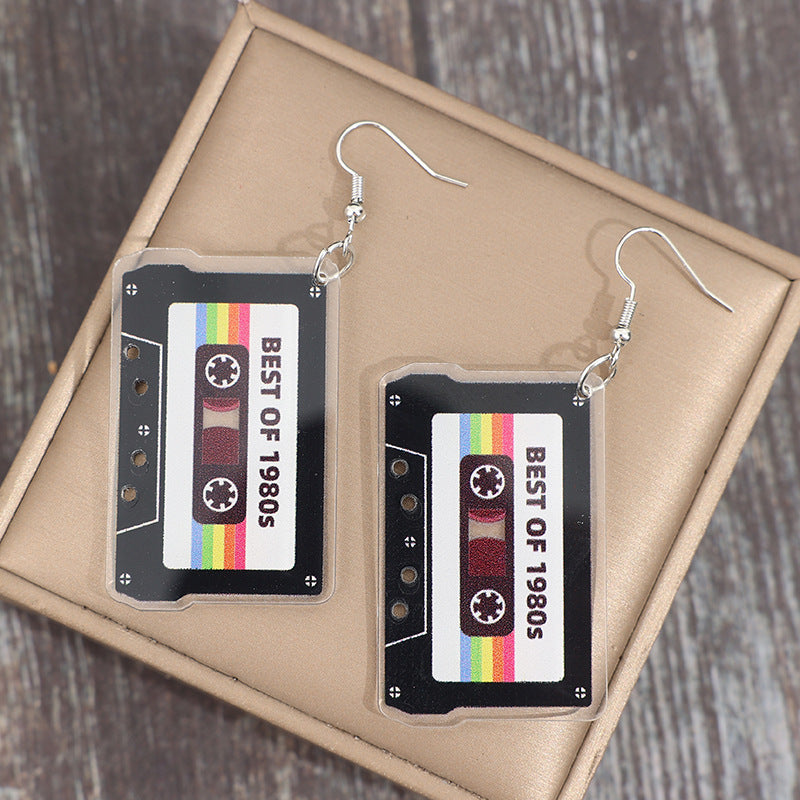 Wholesale Retro Acrylic Printed Letter Earrings - Fashion Accessory for Party and Everyday Wear