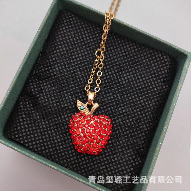 Wholesale Cute Red Diamond Apple Necklace ACC-NE-Xilu003