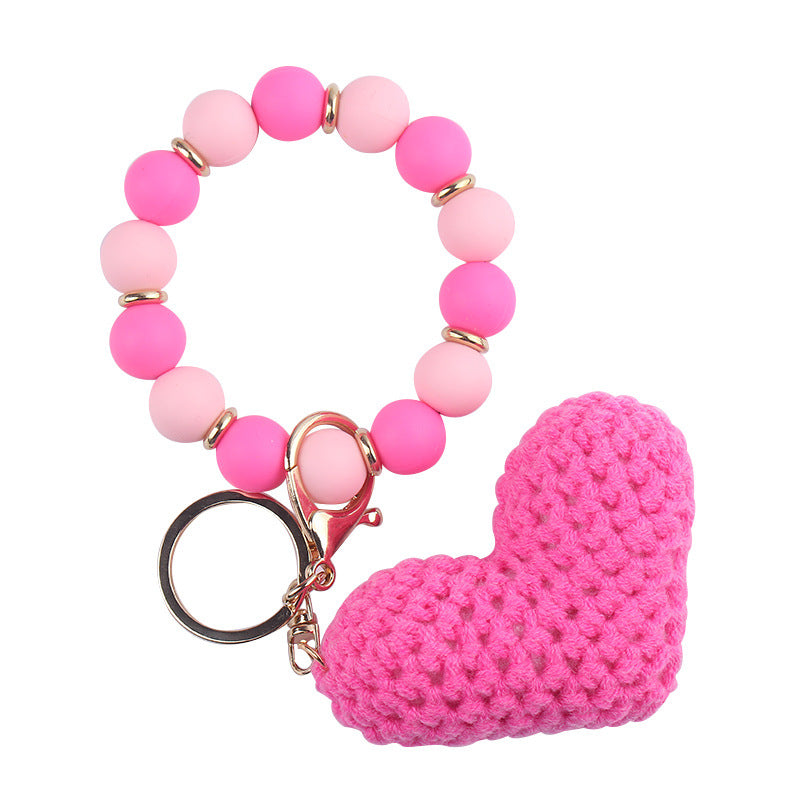 Wholesale Cartoon Love Wool Silicone Beaded Wrist Keychain ACC-KC-GuangTian050
