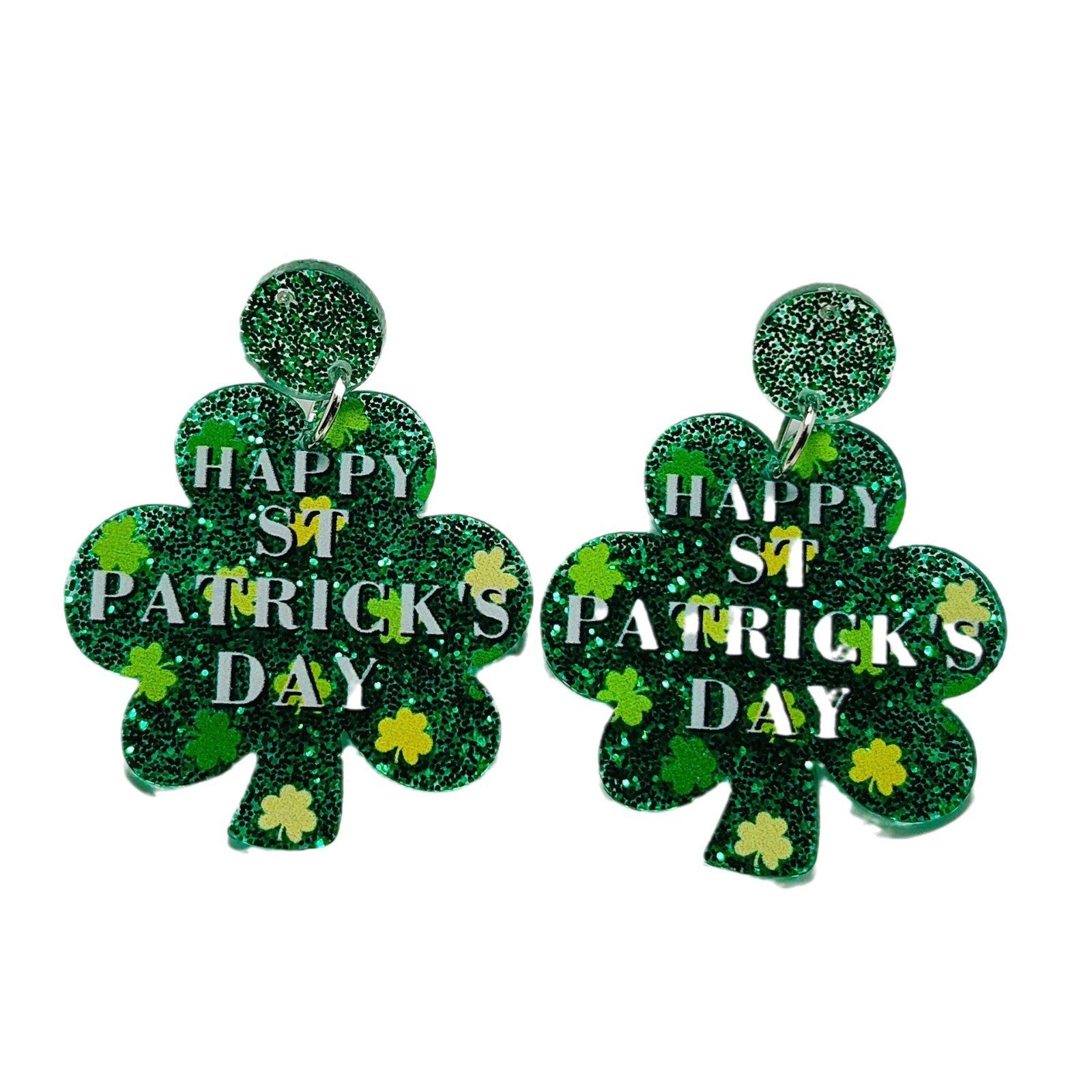 Wholesale Cross St. Patrick's Day Shamrock Acrylic Earrings