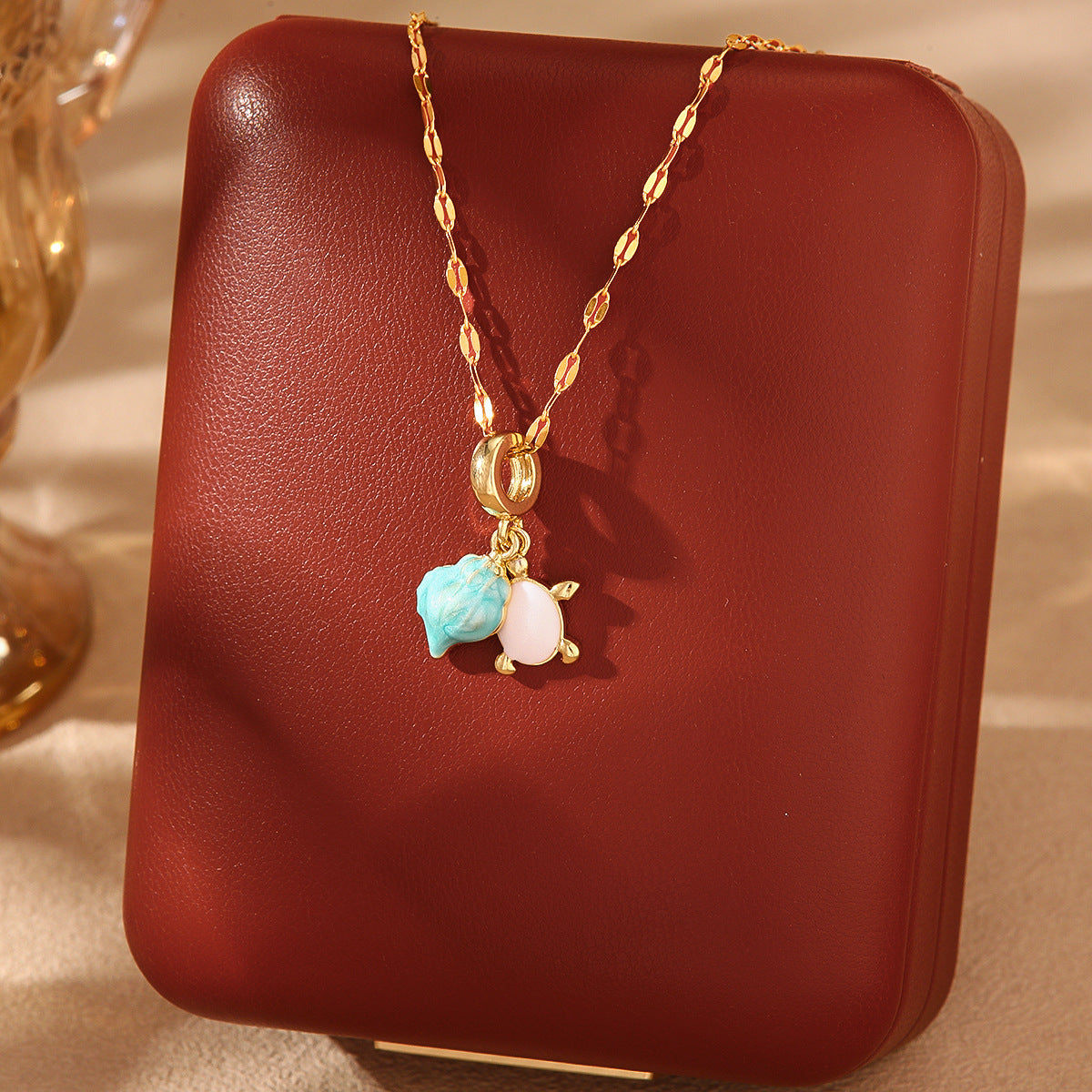 Wholesale  Summer Shell Mermaid Tears Titanium Steel Necklace