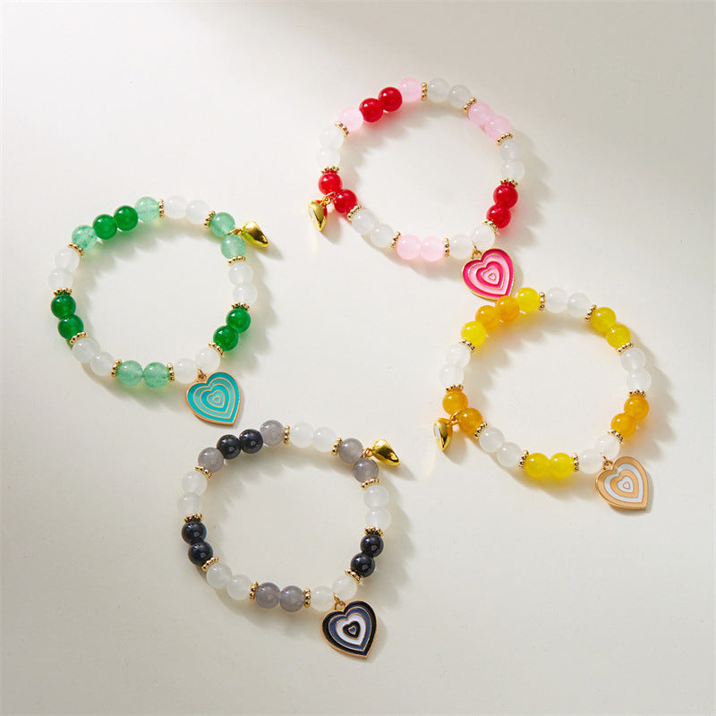 Wholesale  Hollow Love Beaded  Oil Dropping Heart-shaped Bracelet