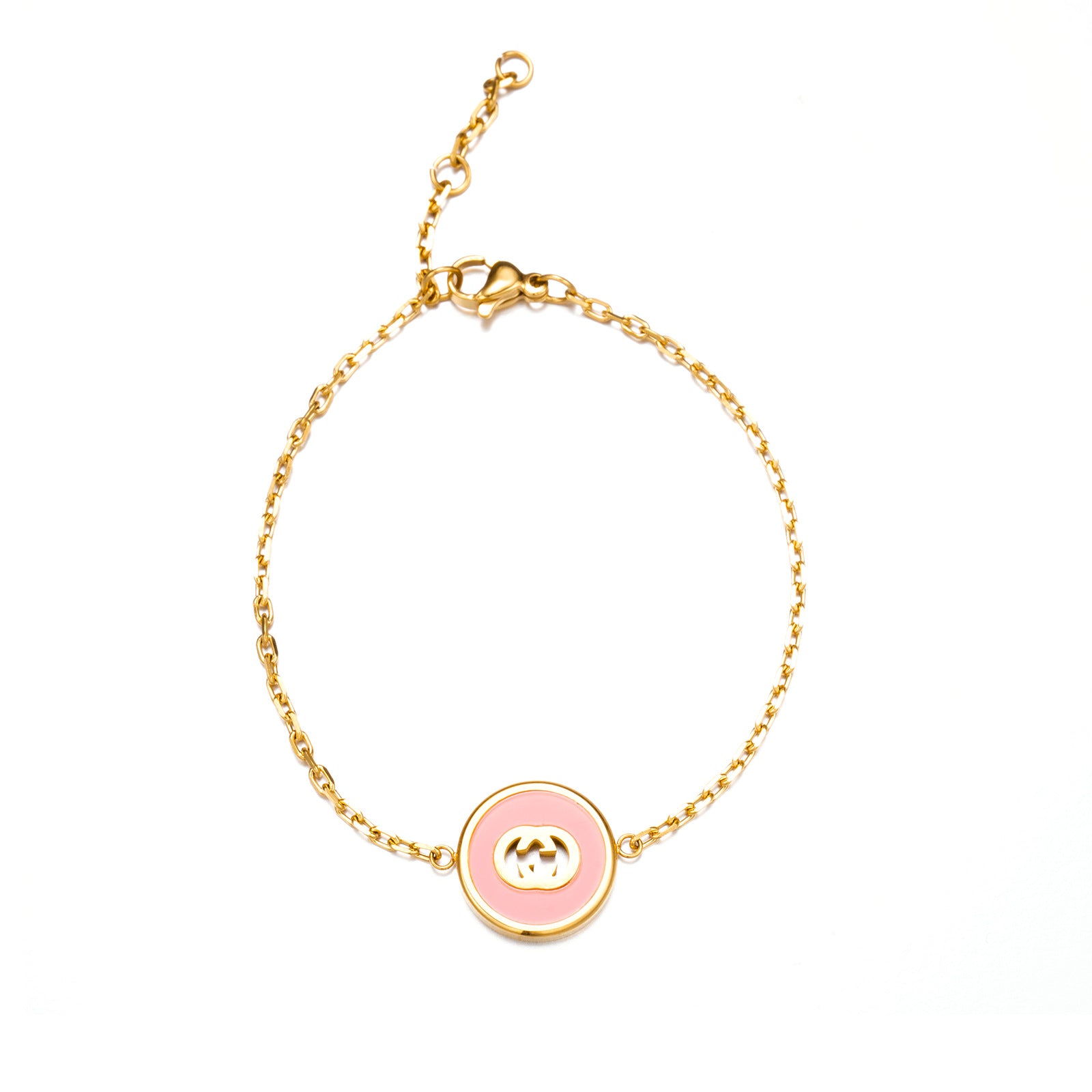 Wholesale Stainless Steel Enamel Retro Bracelet with Double Letter Design Stylish Office Lady Fashion Accessory