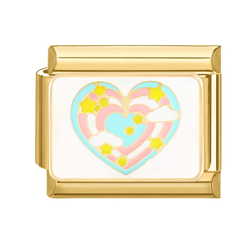 Wholesale Italian Charm Bracelet 9mm DIY Splicing Removable Gold Base Color Series Stainless Steel Composable Bracelet