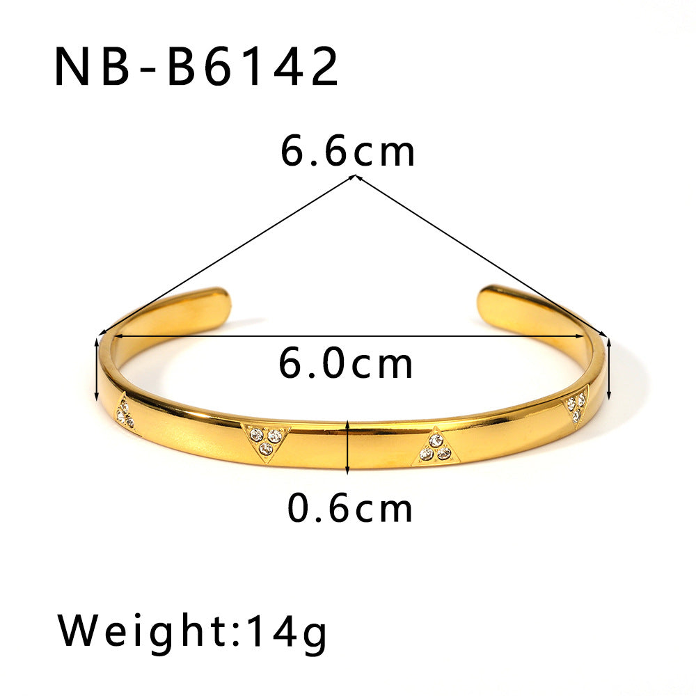 Wholesale Stainless Steel Inlaid Zircon Colorful Leaf Snowflake Love Geometric Bracelet ACC-BT-XinY027