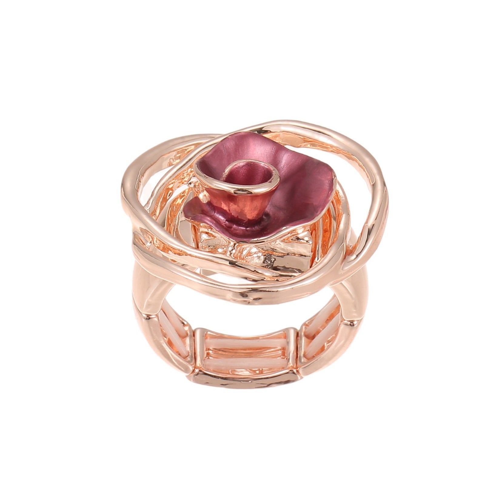 Wholesale Elastic Alloy Rose Flower Ring