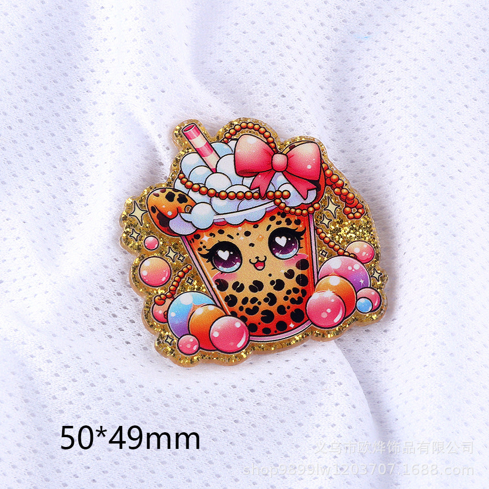 Wholesale 10pcs DIY Flatback cartoon letter pencil cute Acrylic Flatback Badge Reels Retractable Keychain DIY Accessories ACCVIP