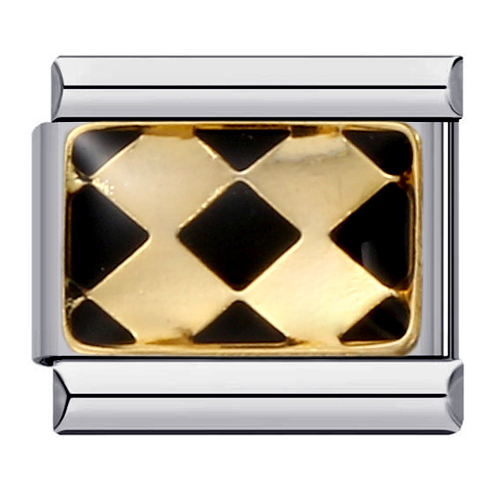 Wholesale Italian Charm Bracelet 9mm DIY Splicing Removable Black Gold Plated Oil Drop Cartoon Stainless Steel Composable Bracelet