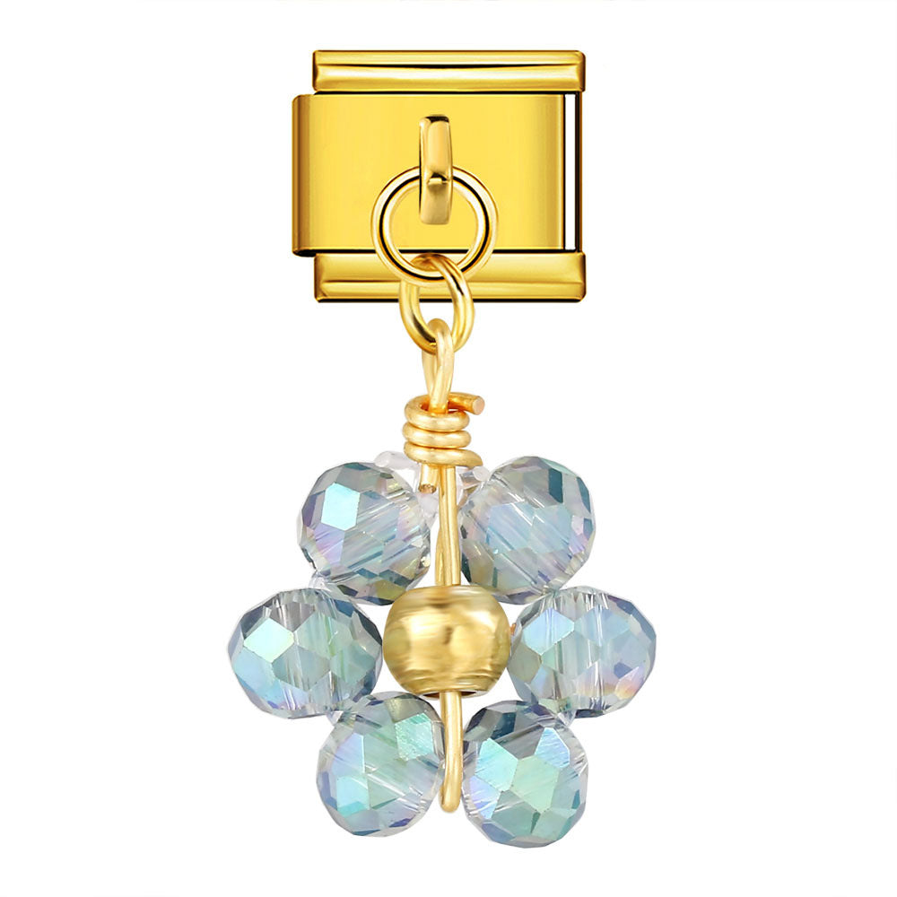 Wholesale Italian Charm Bracelet 9mm DIY  Crystal Bead Flower Pendant Creative Stainless Steel Composable Bracelet