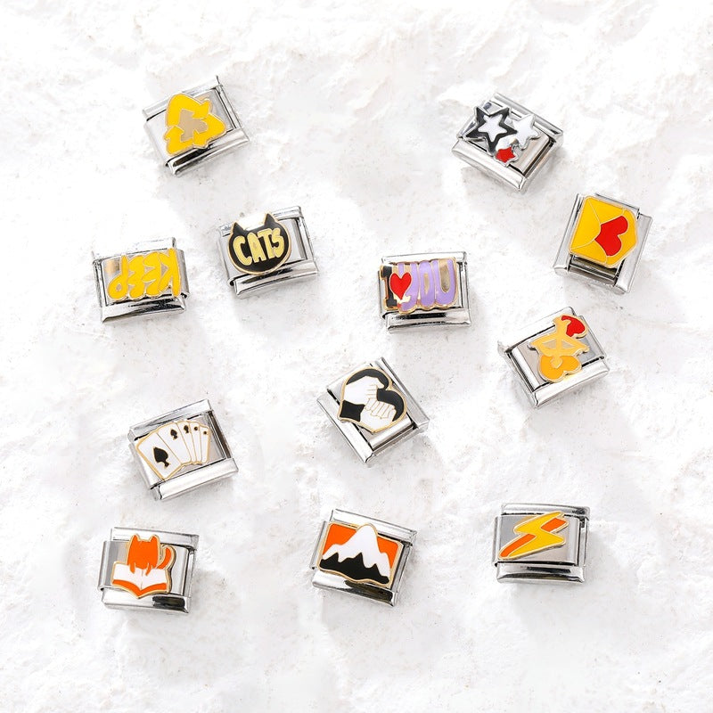 Wholesale Italian Charm Bracelet 9mm DIY Splicing Cute Cartoon Stainless Steel Composable Bracelet