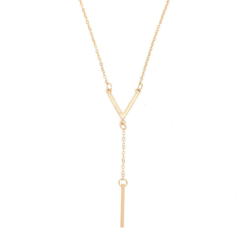 Wholesale Chic Letter Tassel Collarbone Necklace In Gold Tone Alloy Trendy Fashion Accessory Everyday Wear Boutique Resale Gift