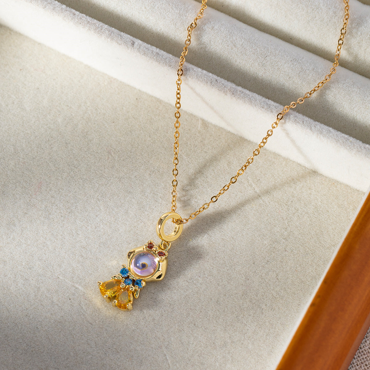 Wholesale Colored Zirconia Necklaces Clavicle Chain Choker Necklace ACC-NE-SY008