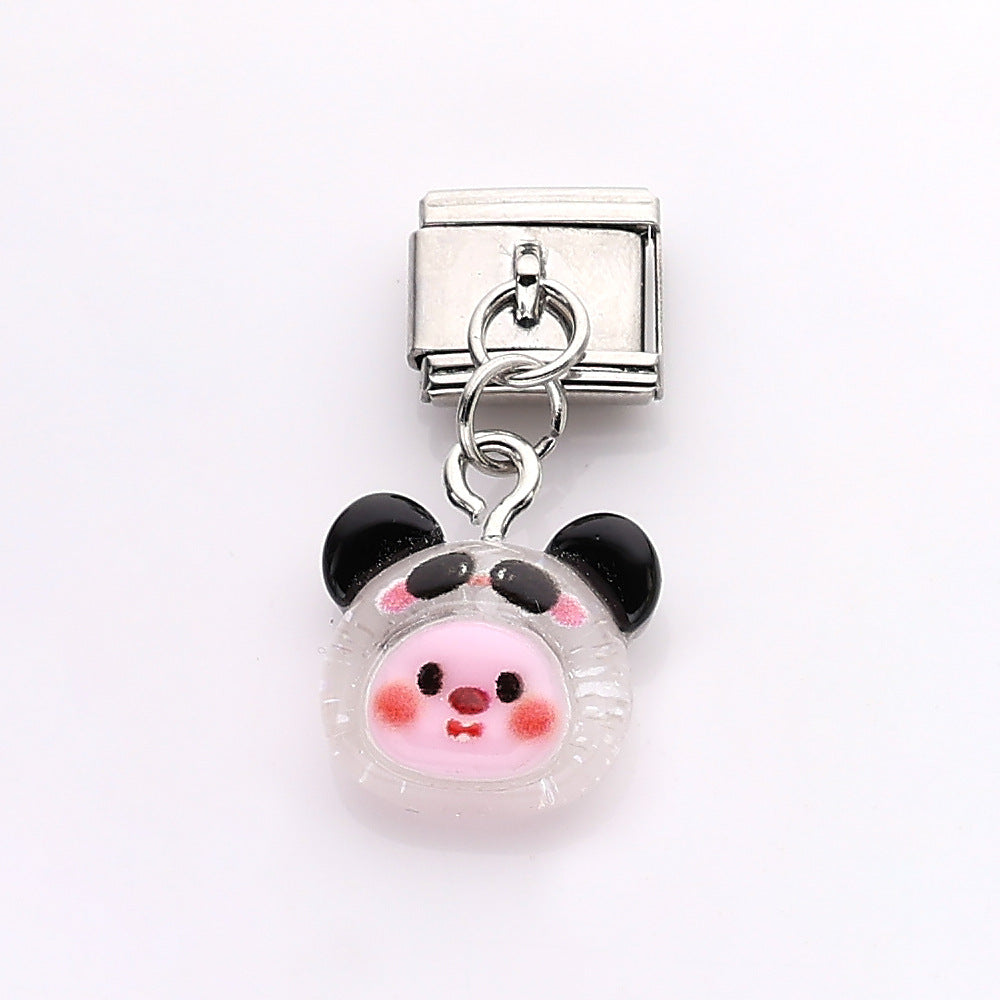 Wholesale 10pcs Italian Charm Bracelet 9mm DIY Splicing Cute Cartoon Stainless Steel Composable Bracelet ACCVIP