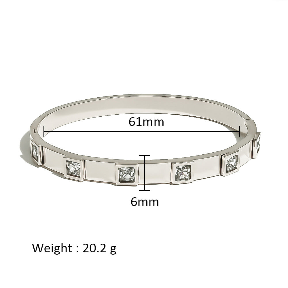 Wholesale Stainless Steel 18K Gold Plated Geometric Star Flower Zircon Bracelet