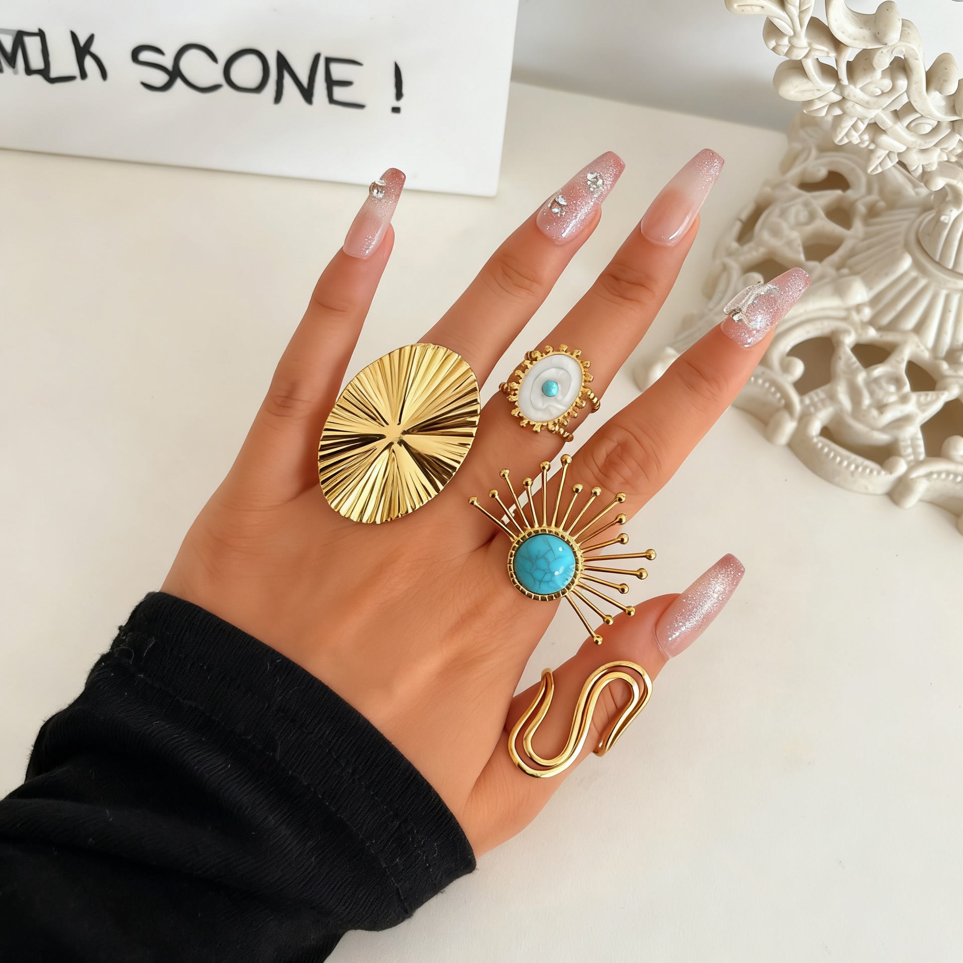 Wholesale Geometric Stainless Steel Ring,  Electroplated,  Boutique Resale Jewelry Accessory