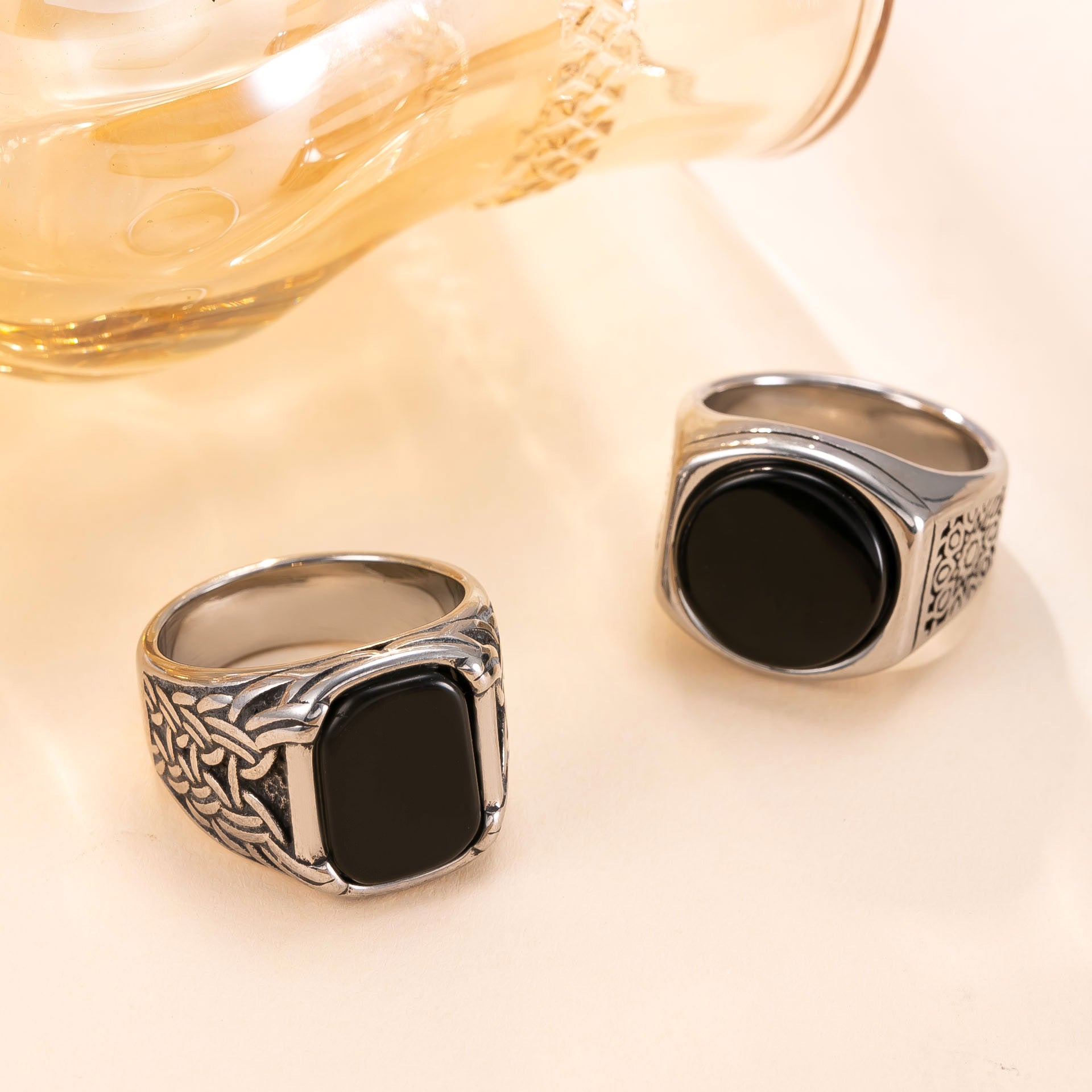 Wholesale Titanium Steel Vintage Punk Geometric Ring Set,  Fashion Accessory for Everyday Wear