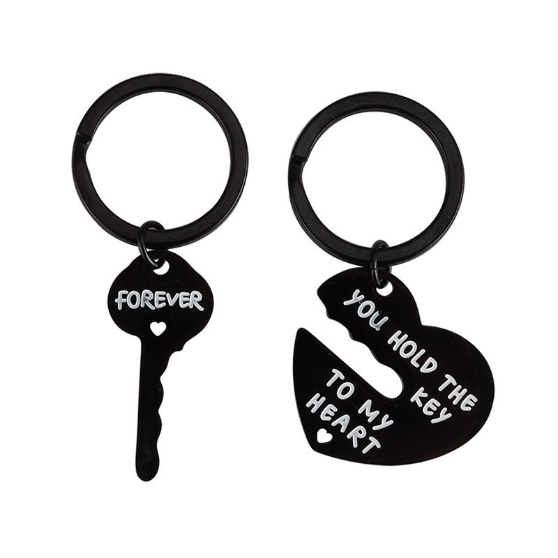 Wholesale creative stainless steel lettering  heart-shaped lock keychain