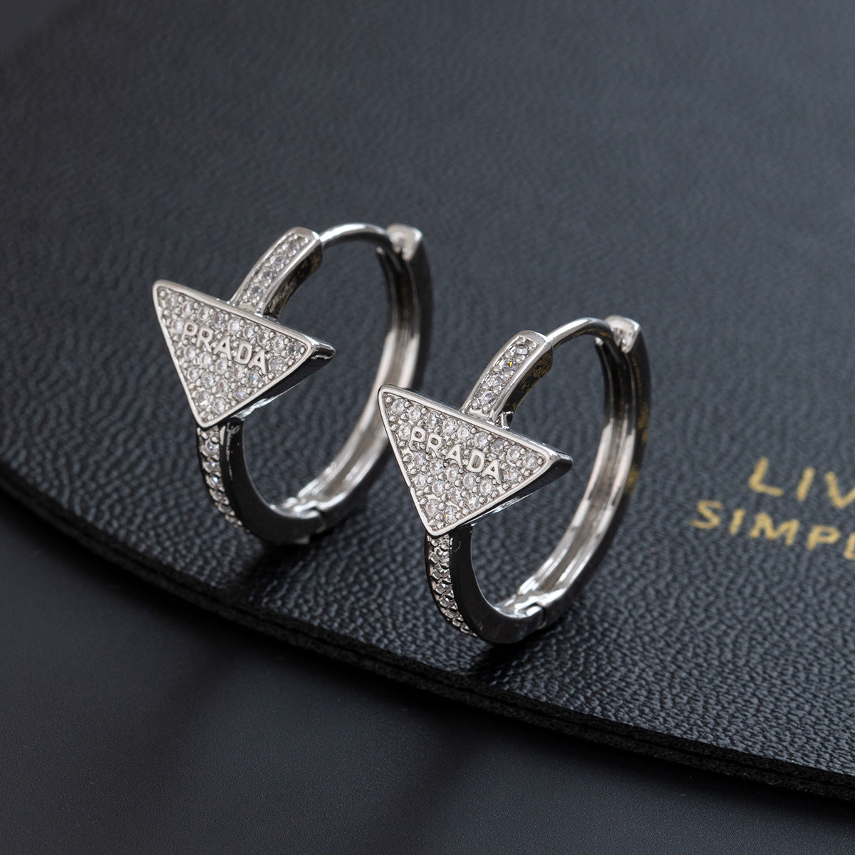 Wholesale French Style Geometric Zircon Triangle Earrings Gold Plated Copper Fashion Jewelry Accessory Gift Boutique Resale