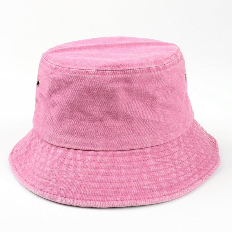 Wholesale Washed Light Basin Hat Cotton Solid Color Retro Bucket Hat ACC-HT-LueLan008